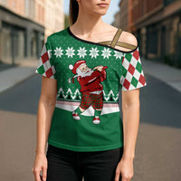 Golfer Santa Christmas Cross Shoulder Shirt Xmas Holiday Patterns - Wonder Print Shop