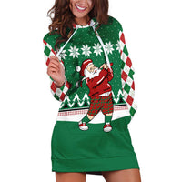 Golfer Santa Christmas Hoodie Dress Xmas Holiday Patterns - Wonder Print Shop