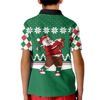 Golfer Santa Christmas Kid Polo Shirt Xmas Holiday Patterns - Wonder Print Shop