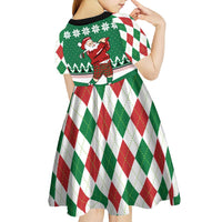 Golfer Santa Christmas Kid Short Sleeve Dress Xmas Holiday Patterns - Wonder Print Shop