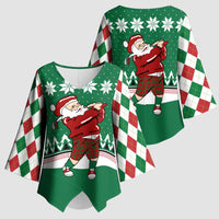 Golfer Santa Christmas Kimono Sleeve Blouse Xmas Holiday Patterns - Wonder Print Shop