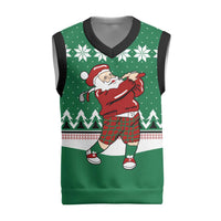 Golfer Santa Christmas Knitted V-Neck Vest Xmas Holiday Patterns - Wonder Print Shop