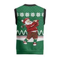 Golfer Santa Christmas Knitted V-Neck Vest Xmas Holiday Patterns - Wonder Print Shop