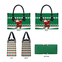 Golfer Santa Christmas Leather Bag Xmas Holiday Patterns - Wonder Print Shop