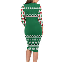 Golfer Santa Christmas Long Sleeve Bodycon Dress Xmas Holiday Patterns - Wonder Print Shop