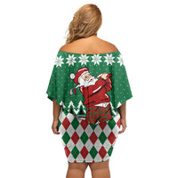 Golfer Santa Christmas Off Shoulder Short Dress Xmas Holiday Patterns - Wonder Print Shop