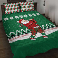 Golfer Santa Christmas Quilt Bed Set Xmas Holiday Patterns - Wonder Print Shop