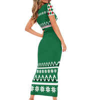 Golfer Santa Christmas Short Sleeve Bodycon Dress Xmas Holiday Patterns - Wonder Print Shop