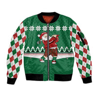 Golfer Santa Christmas Sleeve Zip Bomber Jacket Xmas Holiday Patterns - Wonder Print Shop