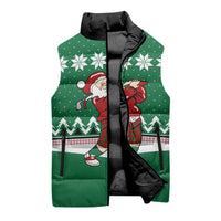 Golfer Santa Christmas Sleeveless Puffer Jacket Xmas Holiday Patterns - Wonder Print Shop