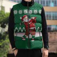 Golfer Santa Christmas Sleeveless Puffer Jacket Xmas Holiday Patterns - Wonder Print Shop