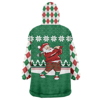 Golfer Santa Christmas Wearable Blanket Hoodie Xmas Holiday Patterns - Wonder Print Shop