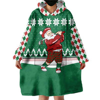 Golfer Santa Christmas Wearable Blanket Hoodie Xmas Holiday Patterns - Wonder Print Shop