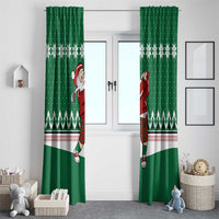Golfer Santa Christmas Window Curtain Xmas Holiday Patterns - Wonder Print Shop