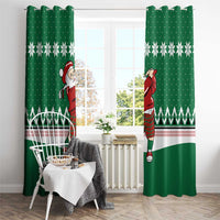 Golfer Santa Christmas Window Curtain Xmas Holiday Patterns - Wonder Print Shop