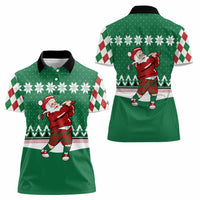 Golfer Santa Christmas Women Polo Shirt Xmas Holiday Patterns - Wonder Print Shop