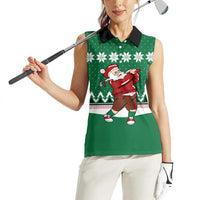 Golfer Santa Christmas Women Sleeveless Polo Shirt Xmas Holiday Patterns - Wonder Print Shop