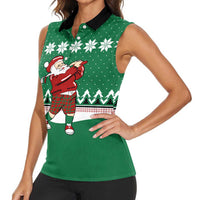 Golfer Santa Christmas Women Sleeveless Polo Shirt Xmas Holiday Patterns - Wonder Print Shop