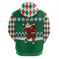 Golfer Santa Christmas Zip Hoodie Xmas Holiday Patterns - Wonder Print Shop