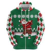 Golfer Santa Christmas Zip Hoodie Xmas Holiday Patterns - Wonder Print Shop
