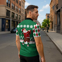 Golfer Santa Christmas Zipper Polo Shirt Xmas Holiday Patterns - Wonder Print Shop