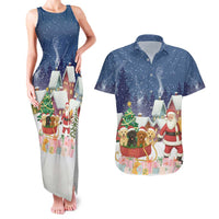 Labrador Retriever Santa Sled Christmas Couples Matching Tank Maxi Dress and Hawaiian Shirt Funny Xmas Holiday Patterns - Wonder Print Shop