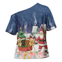 Labrador Retriever Santa Sled Christmas Cross Shoulder Shirt Funny Xmas Holiday Patterns - Wonder Print Shop