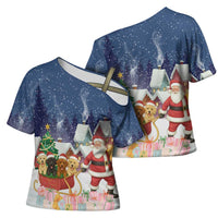 Labrador Retriever Santa Sled Christmas Cross Shoulder Shirt Funny Xmas Holiday Patterns - Wonder Print Shop