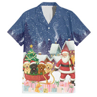 Labrador Retriever Santa Sled Christmas Family Matching Off The Shoulder Long Sleeve Dress and Hawaiian Shirt Funny Xmas Holiday Patterns - Wonder Print Shop