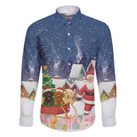 Labrador Retriever Santa Sled Christmas Family Matching Off The Shoulder Long Sleeve Dress and Hawaiian Shirt Funny Xmas Holiday Patterns - Wonder Print Shop