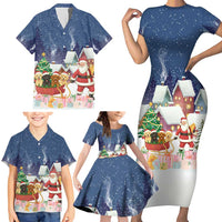 Labrador Retriever Santa Sled Christmas Family Matching Short Sleeve Bodycon Dress and Hawaiian Shirt Funny Xmas Holiday Patterns - Wonder Print Shop