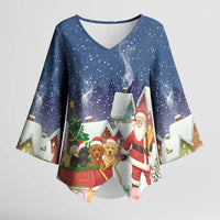 Labrador Retriever Santa Sled Christmas Kimono Sleeve Blouse Funny Xmas Holiday Patterns - Wonder Print Shop