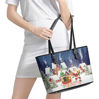 Labrador Retriever Santa Sled Christmas Leather Tote Bag Funny Xmas Holiday Patterns - Wonder Print Shop