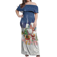 Labrador Retriever Santa Sled Christmas Off Shoulder Maxi Dress Funny Xmas Holiday Patterns - Wonder Print Shop