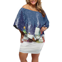 Labrador Retriever Santa Sled Christmas Off Shoulder Short Dress Funny Xmas Holiday Patterns - Wonder Print Shop