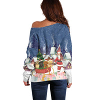 Labrador Retriever Santa Sled Christmas Off Shoulder Sweater Funny Xmas Holiday Patterns - Wonder Print Shop