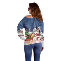 Labrador Retriever Santa Sled Christmas Off Shoulder Sweater Funny Xmas Holiday Patterns - Wonder Print Shop