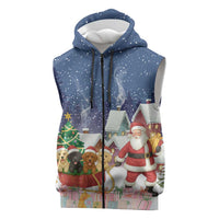Labrador Retriever Santa Sled Christmas Sleeveless Zip Hoodie Funny Xmas Holiday Patterns - Wonder Print Shop