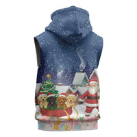 Labrador Retriever Santa Sled Christmas Sleeveless Zip Hoodie Funny Xmas Holiday Patterns - Wonder Print Shop