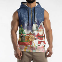 Labrador Retriever Santa Sled Christmas Sleeveless Zip Hoodie Funny Xmas Holiday Patterns - Wonder Print Shop