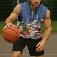 Labrador Retriever Santa Sled Christmas Sleeveless Zip Hoodie Funny Xmas Holiday Patterns - Wonder Print Shop