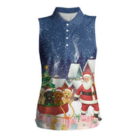 Labrador Retriever Santa Sled Christmas Women Sleeveless Polo Shirt Funny Xmas Holiday Patterns - Wonder Print Shop