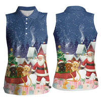Labrador Retriever Santa Sled Christmas Women Sleeveless Polo Shirt Funny Xmas Holiday Patterns - Wonder Print Shop