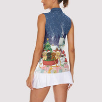Labrador Retriever Santa Sled Christmas Women Sleeveless Polo Shirt Funny Xmas Holiday Patterns - Wonder Print Shop