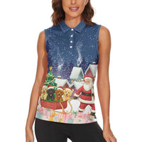 Labrador Retriever Santa Sled Christmas Women Sleeveless Polo Shirt Funny Xmas Holiday Patterns - Wonder Print Shop