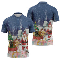 Labrador Retriever Santa Sled Christmas Zipper Polo Shirt Funny Xmas Holiday Patterns - Wonder Print Shop
