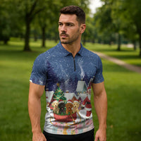 Labrador Retriever Santa Sled Christmas Zipper Polo Shirt Funny Xmas Holiday Patterns - Wonder Print Shop