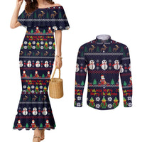 Lego Awesome Christmas Couples Matching Mermaid Dress and Long Sleeve Button Shirt Funny Xmas Holiday Patterns - Wonder Print Shop