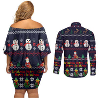 Lego Awesome Christmas Couples Matching Off Shoulder Short Dress and Long Sleeve Button Shirt Funny Xmas Holiday Patterns - Wonder Print Shop