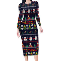 Lego Awesome Christmas Long Sleeve Bodycon Dress Funny Xmas Holiday Patterns - Wonder Print Shop